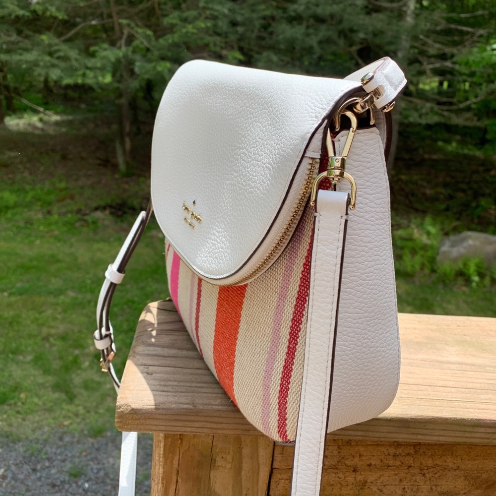 Authentic Kate spade leather/canvas flap crossbody - Picture 6 of 14